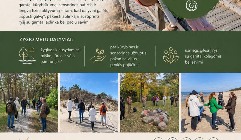 5 pojūčiai.4stichijos - patyriminiai žygiai pajūryje