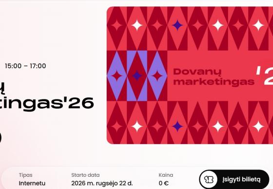 Dovanų marketingas' 26, jau rugsėjo 22d. online nuo 15:00-17:00 val.