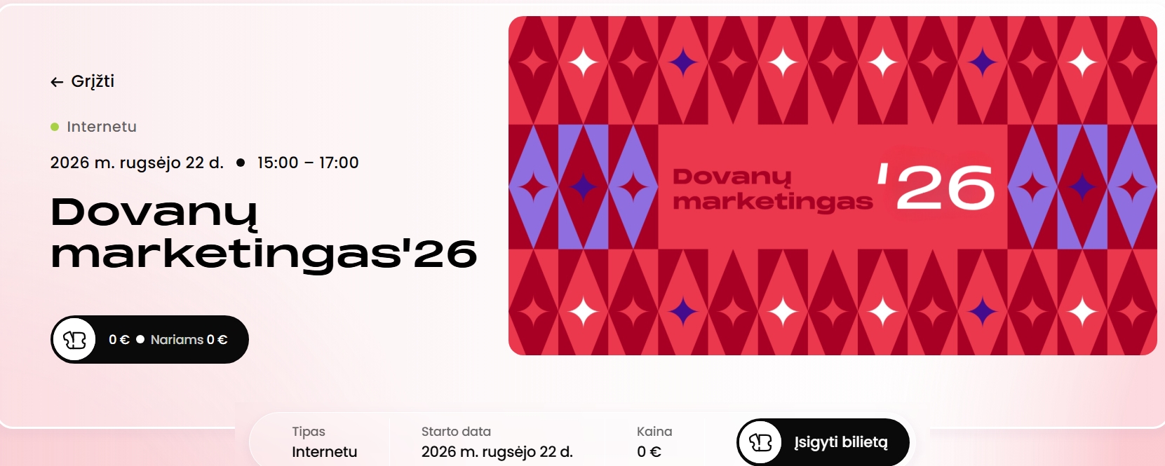 Dovanų marketingas' 26, jau rugsėjo 22d. online nuo 15:00-17:00 val.